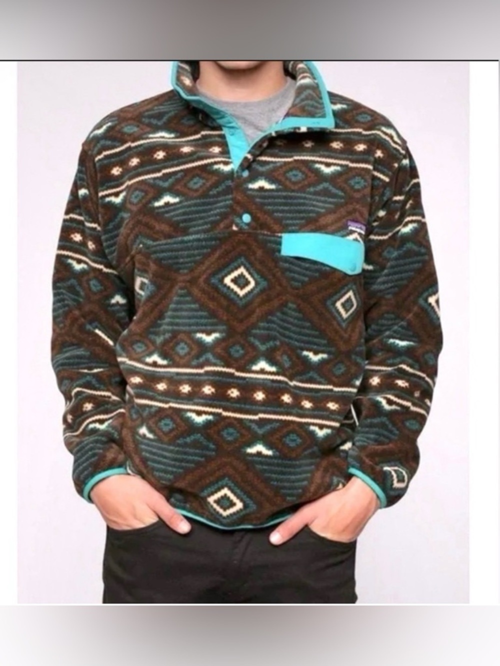PATAGONIA SYNCHILLA PULLOVER MENS SIZE M SNAP T FLEECE ABSTRACT AZTEC 2013!! - Picture 7 of 7